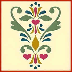 Rosemaling Pattern 10 Stencil -- 4.8&quot; x 6.5&quot; Norwegian Folk Art Scandinavian Reusable DIY Mylar -- The Artful Stencil