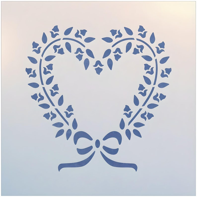 Rosebud Heart Wreath Stencil 6 x 6 The Artful Stencil 10 mil Mylar, walls, pillows and sign painting image 2