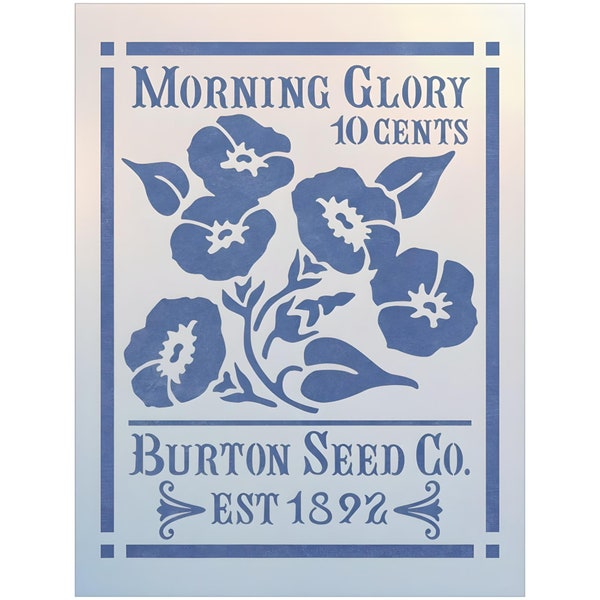 Antique Morning Glory Seed Packet Stencil -(10.4" x 13.5" Image) Unique Seed Stencil Garden Floral DIY Vase Decor Crafts -The Artful Stencil