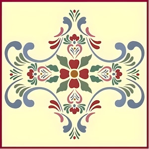 Rosemaling Pattern 13 Stencil -- 11.25&quot; x 10.4&quot;  Norwegian Folk Art Scandinavian Reusable DIY Mylar -- The Artful Stencil