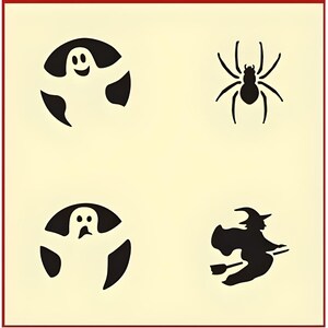 Halloween Motif 2 Stencil - Halloween Holiday Spooky Spider Ghost Witch Stencils - The Artful Stencil