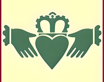 Celtic Claddagh Stencil - 7.5&quot; x 4.4&quot; - Reusable Mylar DIY Art & Craft template, Viking Symbols, Irish Celtic Knotwork - The Artful Stencil
