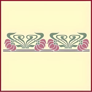 Art Nouveau Border 5 Stencil -- 21.3" x 4.8" -- The Artful Stencil -- 10 mil mylar craft stencil, wall stencil