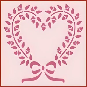 Rosebud Heart Wreath Stencil 6 x 6 The Artful Stencil 10 mil Mylar, walls, pillows and sign painting image 3