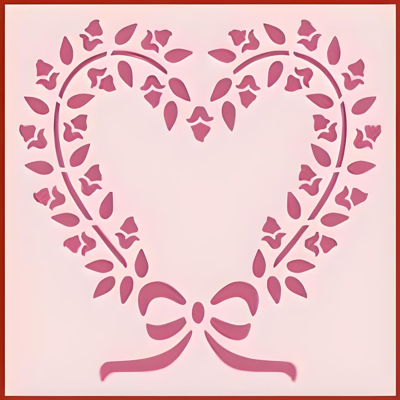 Rosebud Heart Wreath Stencil 6 x 6 The Artful Stencil 10 mil Mylar, walls, pillows and sign painting image 3