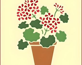Geranium Flower Pot Stencil From the Stencil Studio. Floral Stencils ...