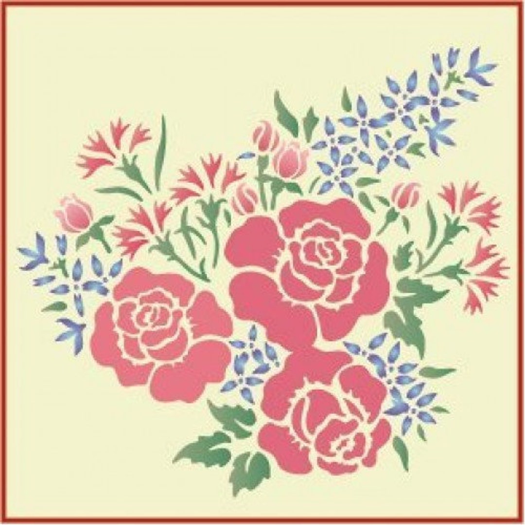 Rose Carnation Bouquet Stencil 9.4 X 9.6 the Artful Stencil 10 Mil
