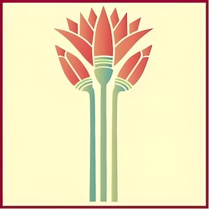 Egyptian Lotus Stencil - 5&quot; x 10 - Flower Hieroglyphics Classic Egyptian Symbol Egyptian DIY Art & Craft Painting Craft - The Artful Stencil
