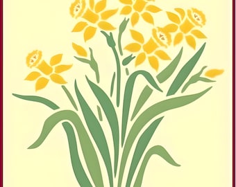 Plantilla de narciso - Ramo de flores primaverales, estilo colonial romántico, bricolaje, pintura de jarrones, regalos, manualidades, plantillas reutilizables de Mylar - The Artful Stencil