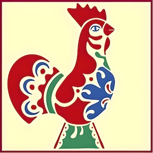 Swedish Dala Chicken Stencil - 5&quot; x 10&quot; - Classic Rosemaling Scandinavian Chicken Norwegian Folk Art Reusable DIY Mylar The Artful Stencil