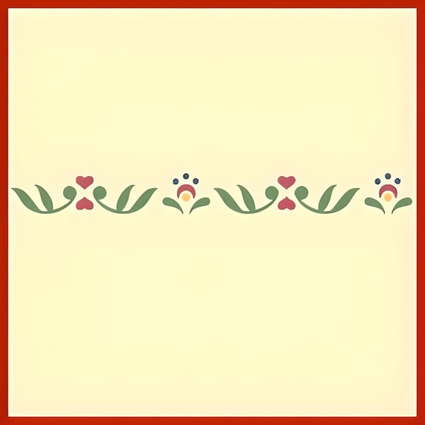 Rosemaling Pattern 3 Border Stencil -- 16.5" x 2" Norwegian Folk Art Scandinavian Reusable DIY Mylar -- The Artful Stencil