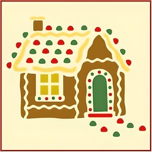 Gingerbread House Stencil - Holiday Decoration Stencil Painting Christmas Cards Ornament Winter DIY Art & Craft -The Artful Stencil
