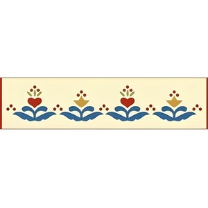 Folk Art Hearts Border Stencil - Colonial Folk Art DIY for Painting Early American Primitive Country Farm Folk Artists - The Artful Stencil
