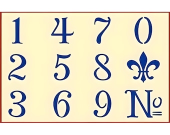 French Numbers Stencil -- 8.5" x 11" -- The Artful Stencil -- 10 mil Mylar, walls, pillows and sign painting