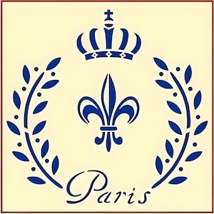 Paris Crown Stencil - 7.25&quot; x 7&quot; French France Country Stencils Deco Art Painting DIY Craft Home Decoration French words- The Artful Stencil
