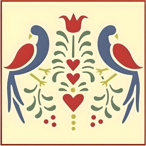 Folk Art Birds 1 Stencil - 9.25&quot; x 8&quot; - The Artful Stencil