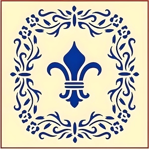 Floral Fleur de Lis Stencil - 7&quot; x 7.5&quot; - French France Country Stencils Deco Art - The Artful Stencil