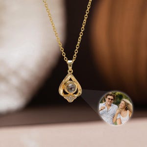 Memorial Photo Necklace, Projection Picture Necklace in Gold Silver, Custom Picture Inside Jewelry, Birthday Gift for Her, Mothers Day Gift