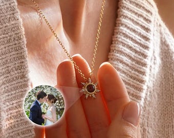 Sun Projection Photo Necklace, Personalized Picture Inside Necklace Pendant, Minimalist Pet Memorial Jewelry, Best gift for her, BFF Gifts