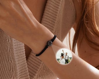 Handmade Projection Photo Bracelet, Custom Photo Braided Rope Bracelets, Secret Bracelet, Personalised Memorial Photo Jewlery, Gift for Her