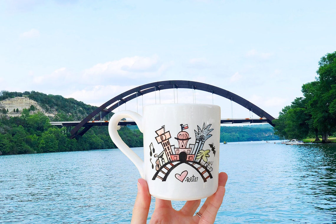 Texas Coffee Mug Austin TX City Skyline Color Custom Etsy