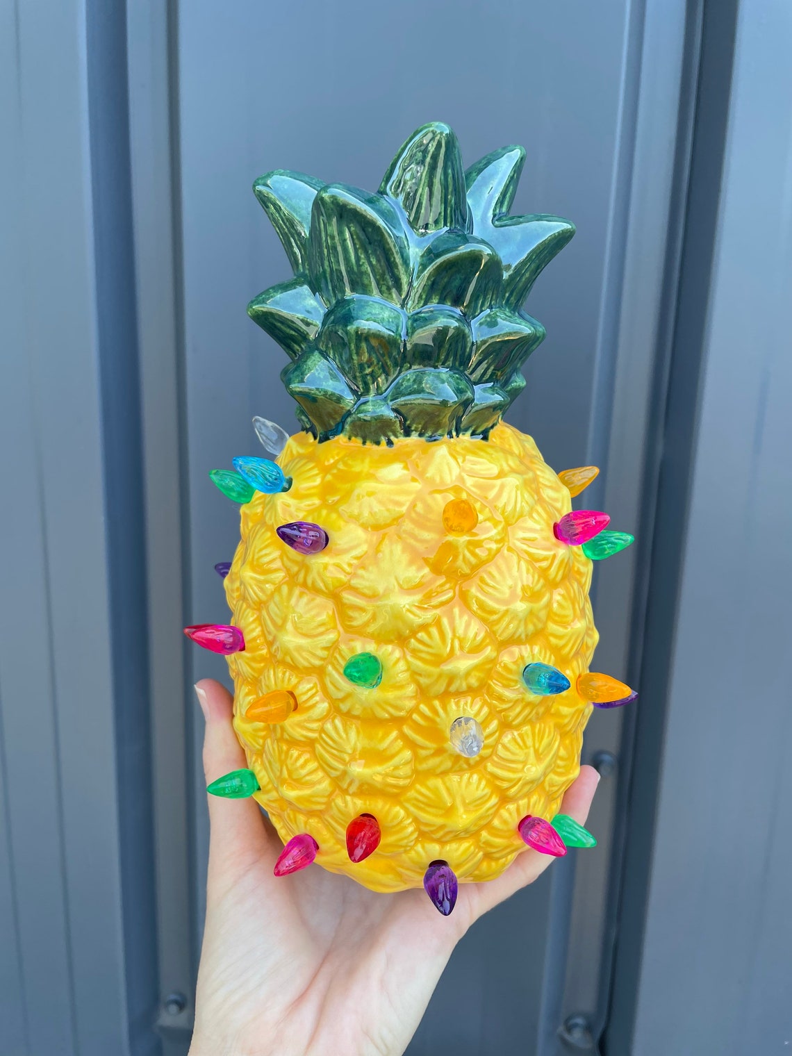 Yellow Ceramic Pineapple Lighted Pineapple Pineapple Light Etsy