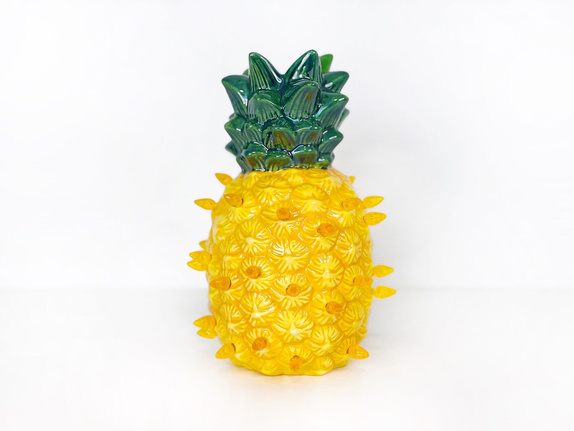 Yellow Ceramic Pineapple Lighted Pineapple Pineapple Light Etsy