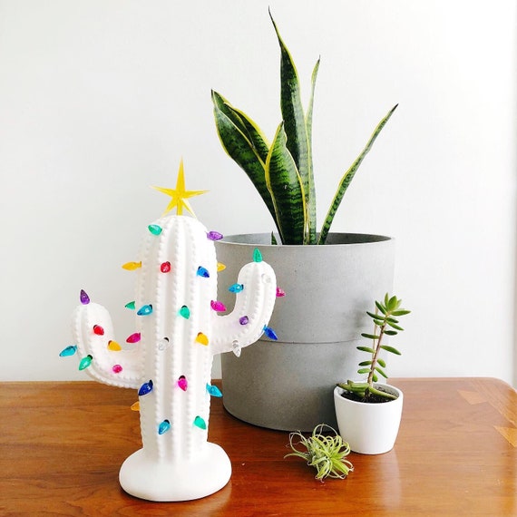 Ceramic Christmas Cactus Modern Vintage Tree Etsy