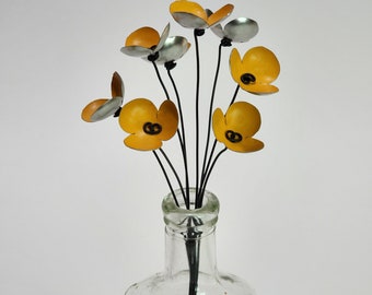 Dark Yellow Bouquet of Forever Blooming Tin Flowers Free Shipping In US