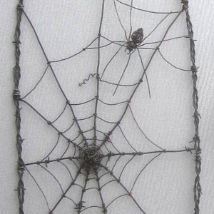 Tattered Web and Spider Barbed Wire Garden Trellis, Made to Order
