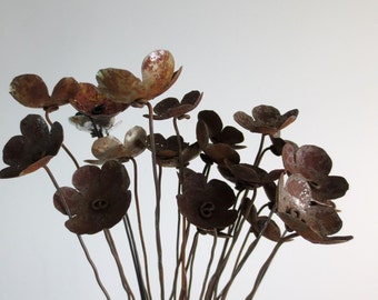 Rustic Bouquet of Rusty Metal Flowers For Your Wedding Centerpiece, Free Shipping In US