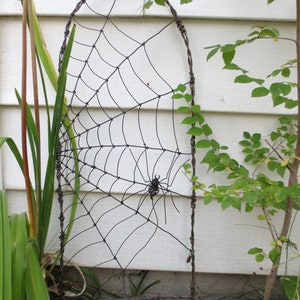 Spider Spinning A Web Barbed Wire Garden Trellis Made to Order image 2