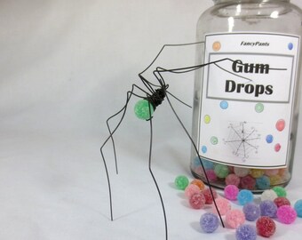 Delicate Long-Legged Mint Green GumDrop Spider Repurposed Sculpture
