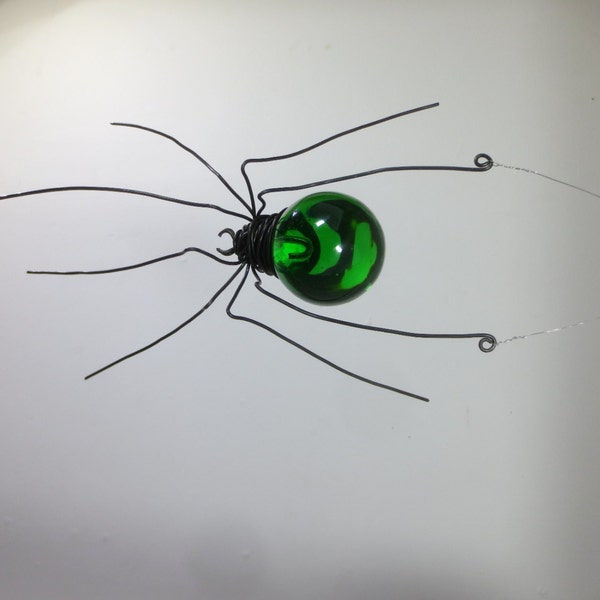 Emerald Green Sun Catcher Window Spider Hanging Art, Made to Order