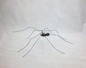 Delicate Long-Legged Spider Shiny and Black Repurposed Sculpture