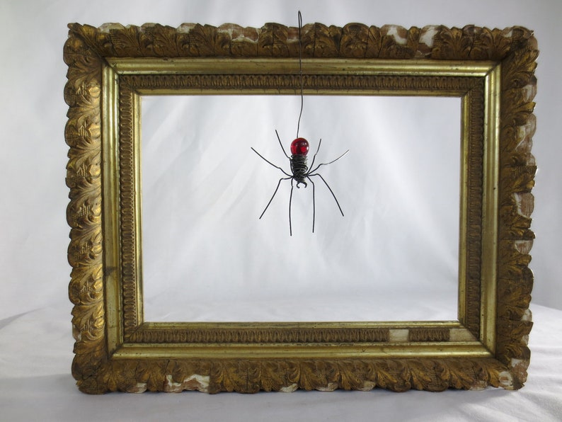 Wee Dangly Czechoslovakian Red Glass Spider Repurposed Art image 2