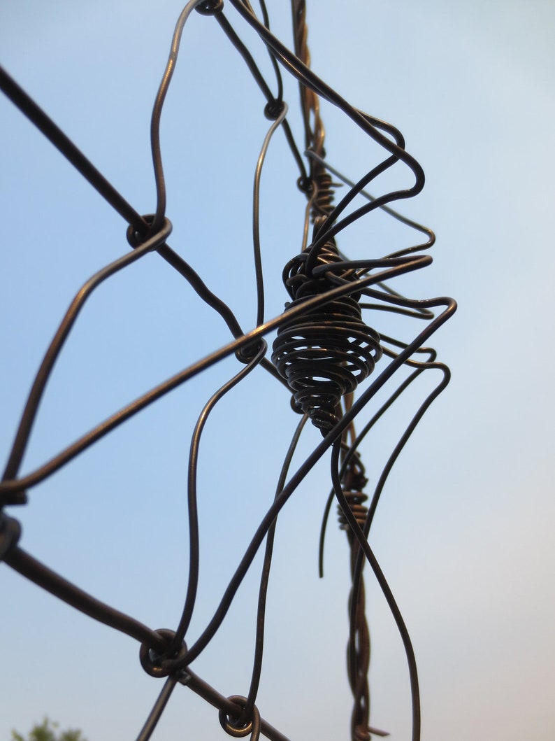 Spider Spinning A Web Barbed Wire Garden Trellis Made to Order image 4