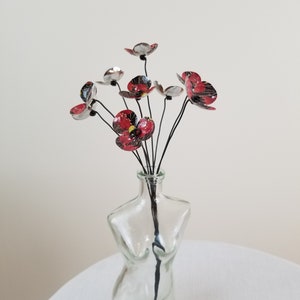 Delicate Red Bouquet of Forever Blooming Tin Flowers, Free Shipping In US zdjęcie 4