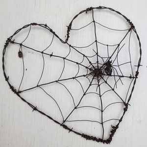 Twisted Barbed Wire Heart With Spider Web And Spider Made to Order image 2