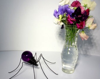 Perfect  Purple Spider Wire and Vintage Globe Repurposed Art Made To Oder