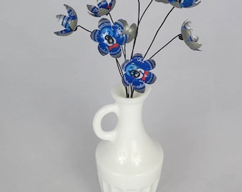 Blue EST Cola Stars Bouquet of Tin Forever Blooming Flowers, Free Shipping In US