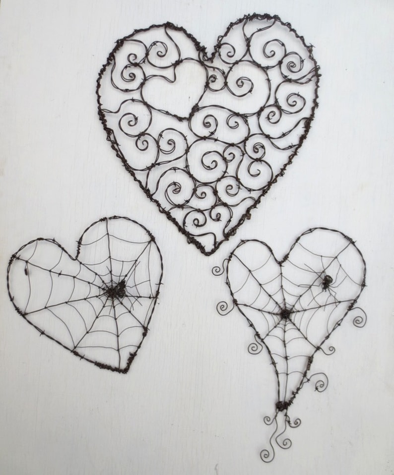 Twisted Barbed Wire Heart With Spider Web And Spider Made to Order image 4