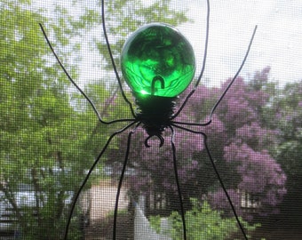 Wonderful  Green Sun Catcher Window Spider Hanging Art, Free Shipping In US