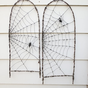 Spider Spinning A Web Barbed Wire Garden Trellis Made to Order image 5