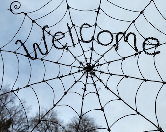 Welcome Barbed Wire Spider Web Sculpture Charlotte's Web Inspired Made to Order, Free Shipping in US