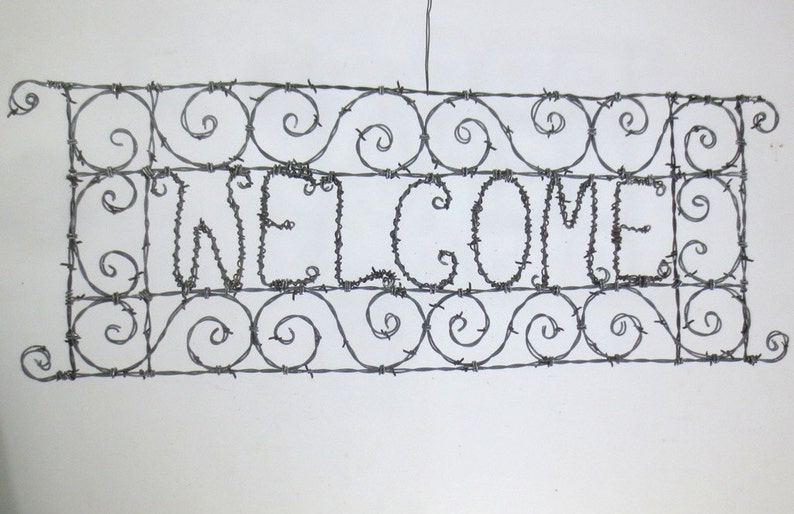 Spirillian Filigree Barbed Wire Welcome Sign Made To Order image 3