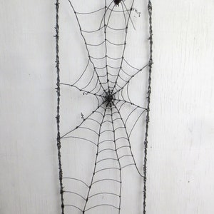 48 Tall Spider In A Tattered Web Barbed Wire Garden Trellis Made to Order image 3