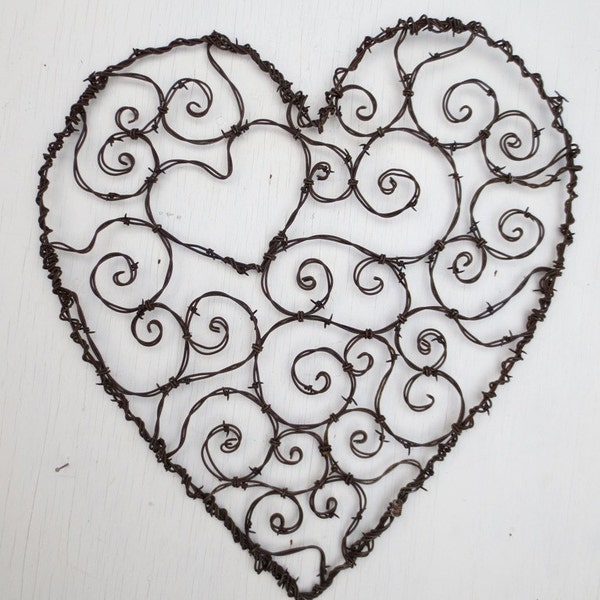 Burly Spirillian Barbed Wire Heart of Spirals For Your Valentine Garden Trellis
