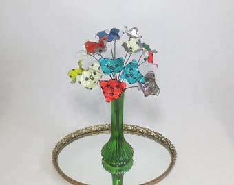 Brightly Colored Funky Circus Bouquet of Forever Blooming Metal Flowers Re Purposed Art,  Free Shipping in USA