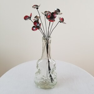 Delicate Red Bouquet of Forever Blooming Tin Flowers, Free Shipping In US zdjęcie 3